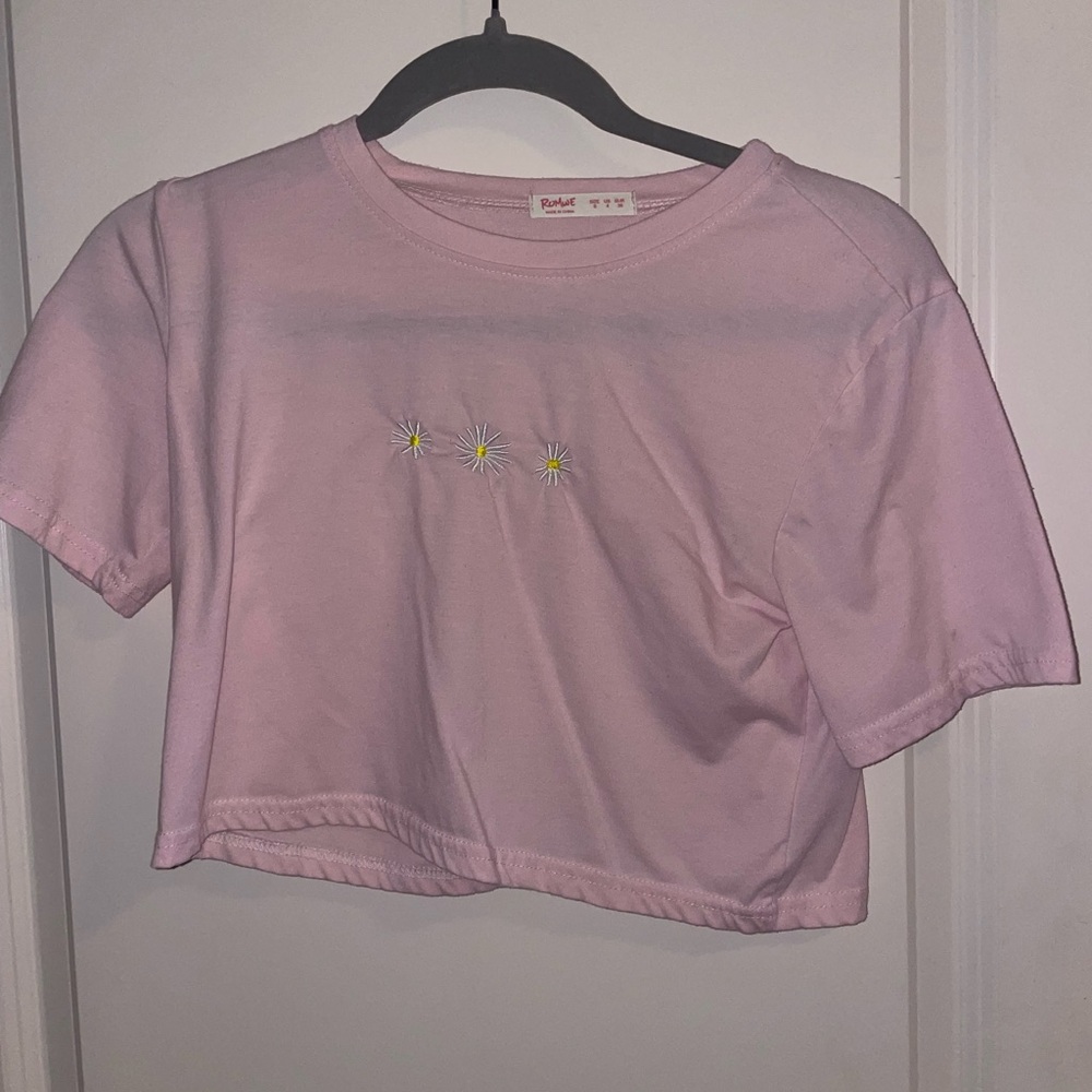 Pink crop top with flowers